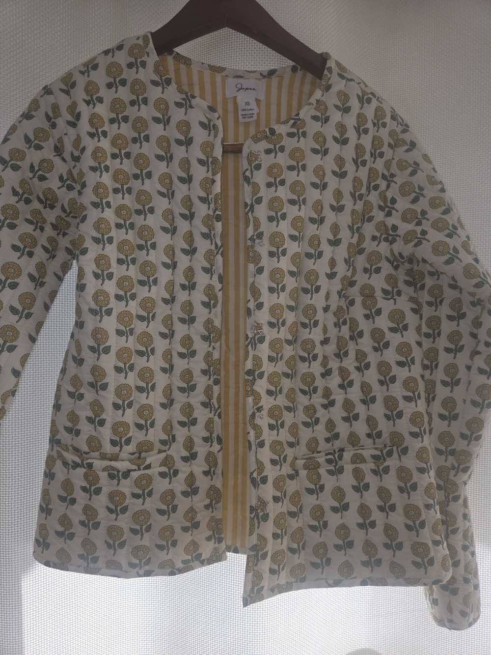 Japna Cream Jacket with Mustard Floral Print